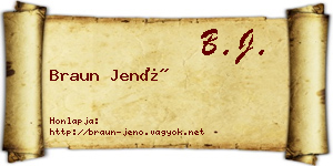 Braun Jenő névjegykártya